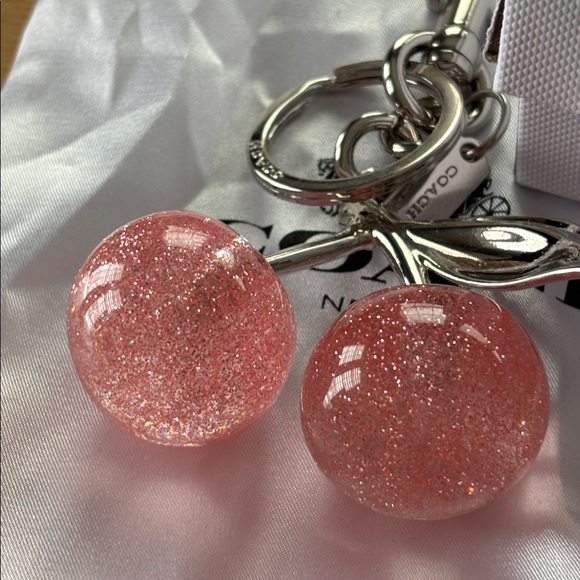 Coach Pink Glitter Cherry Charm Keychain - Picture 6 of 10